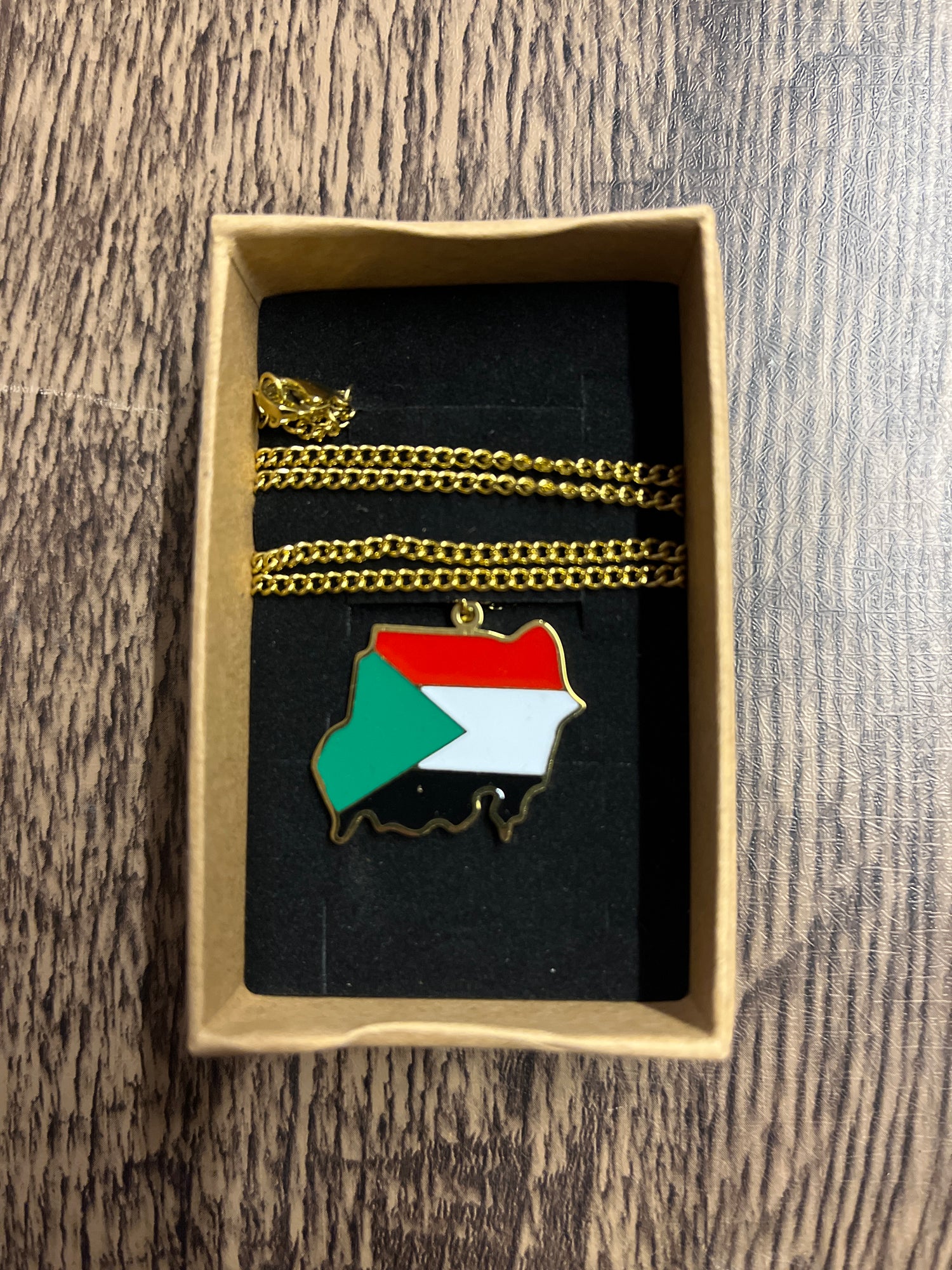 National Flag Country Shape Gold Necklace 60cm Chain