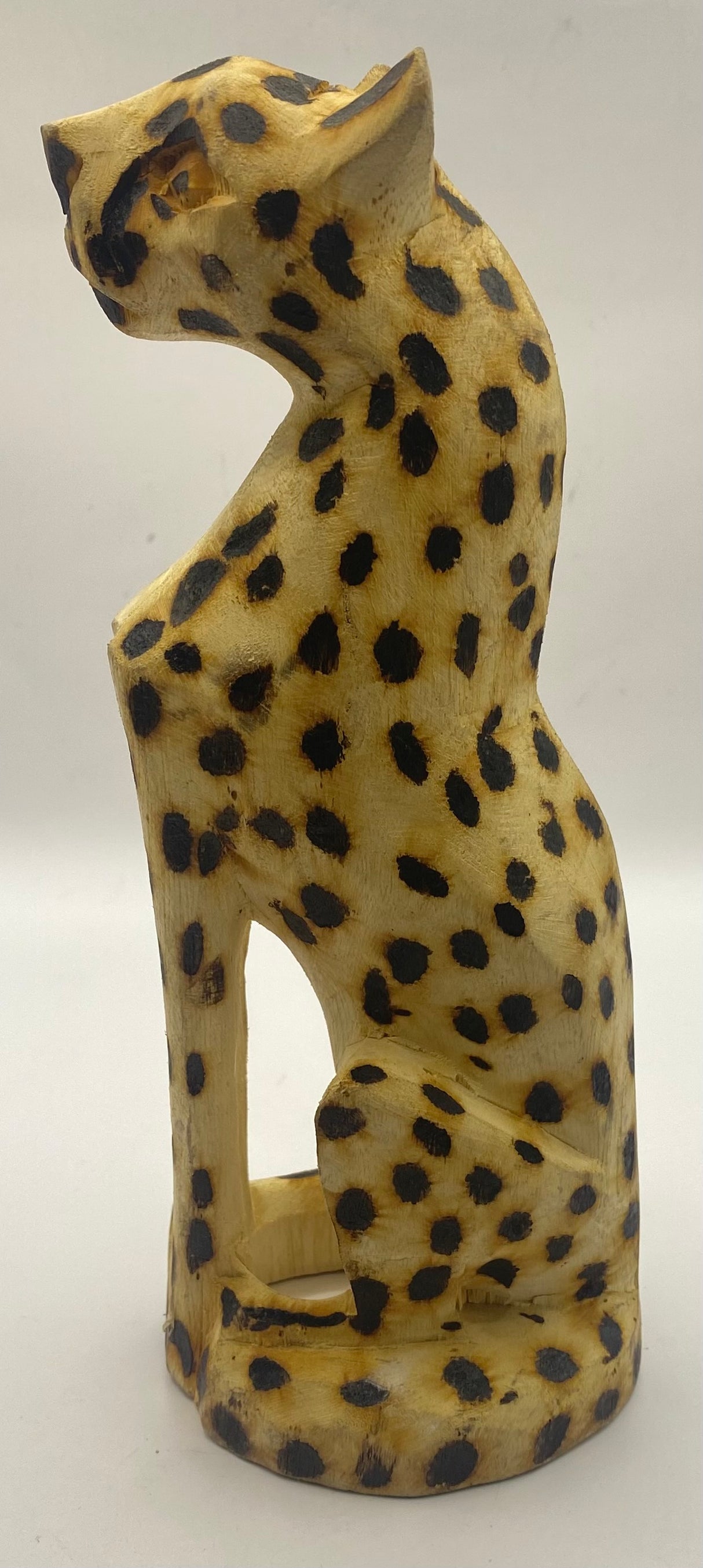 Standing ‘Burnt’ Wooden Leopard