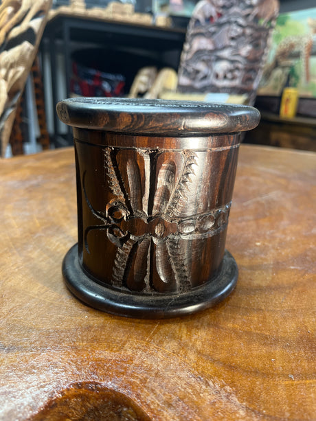 Large Ebony Dragonfly Design Coaster Set with 6 Coasters
