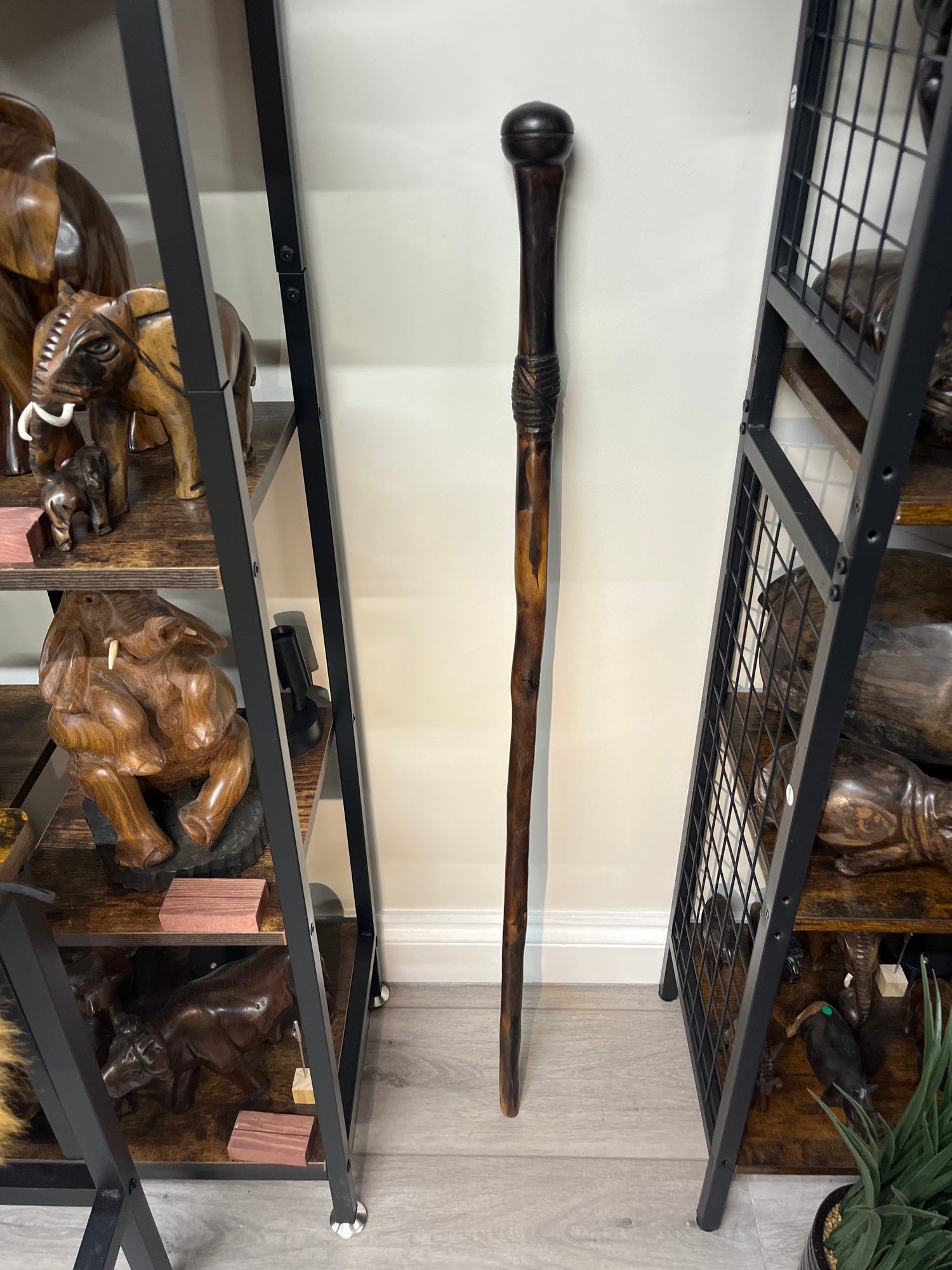 Natural Looking Walking Stick Polished Ebony Malawi