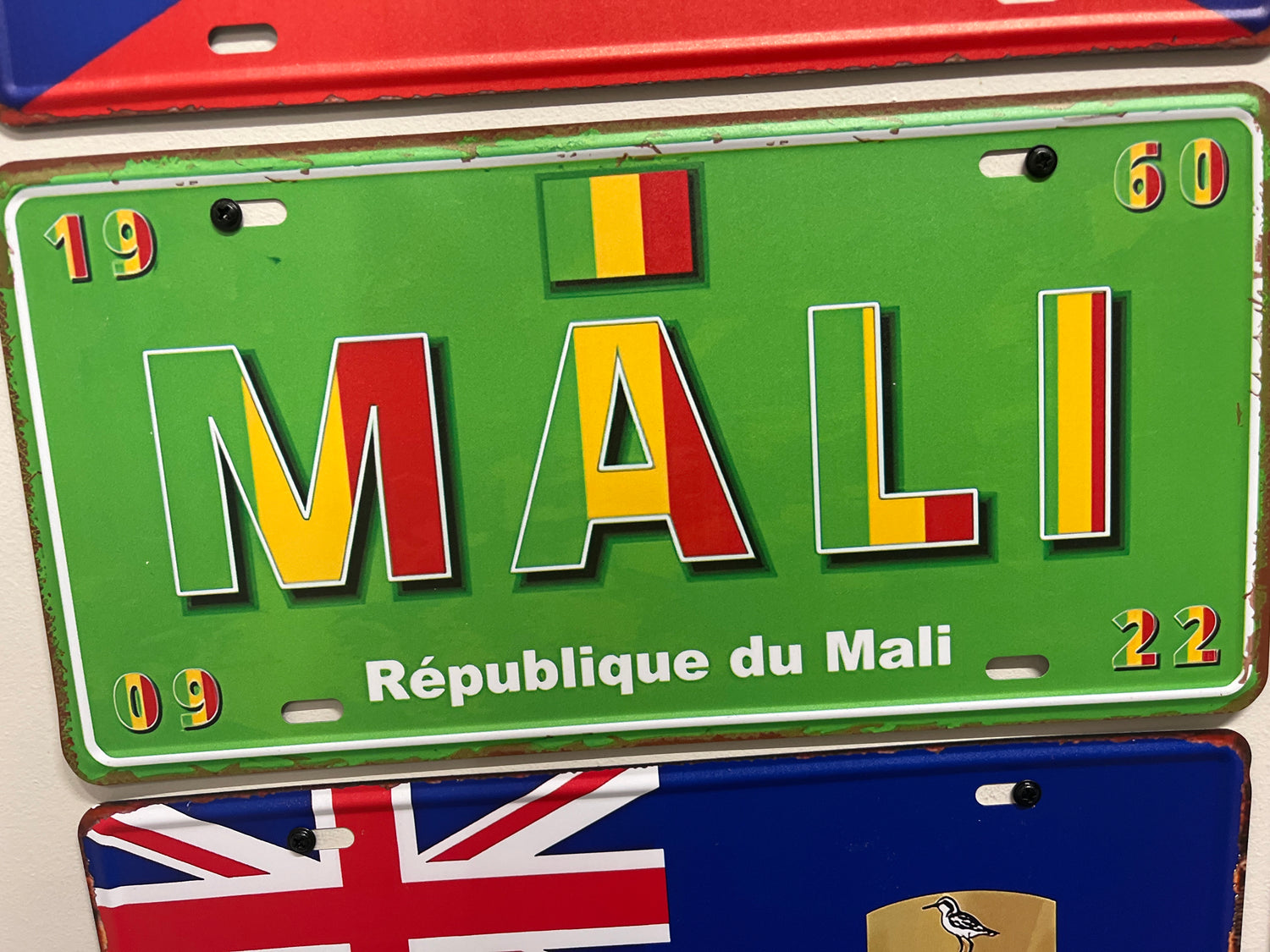 Metal Country Flag And Name Pattern License Plate Room Decor 15x30cm