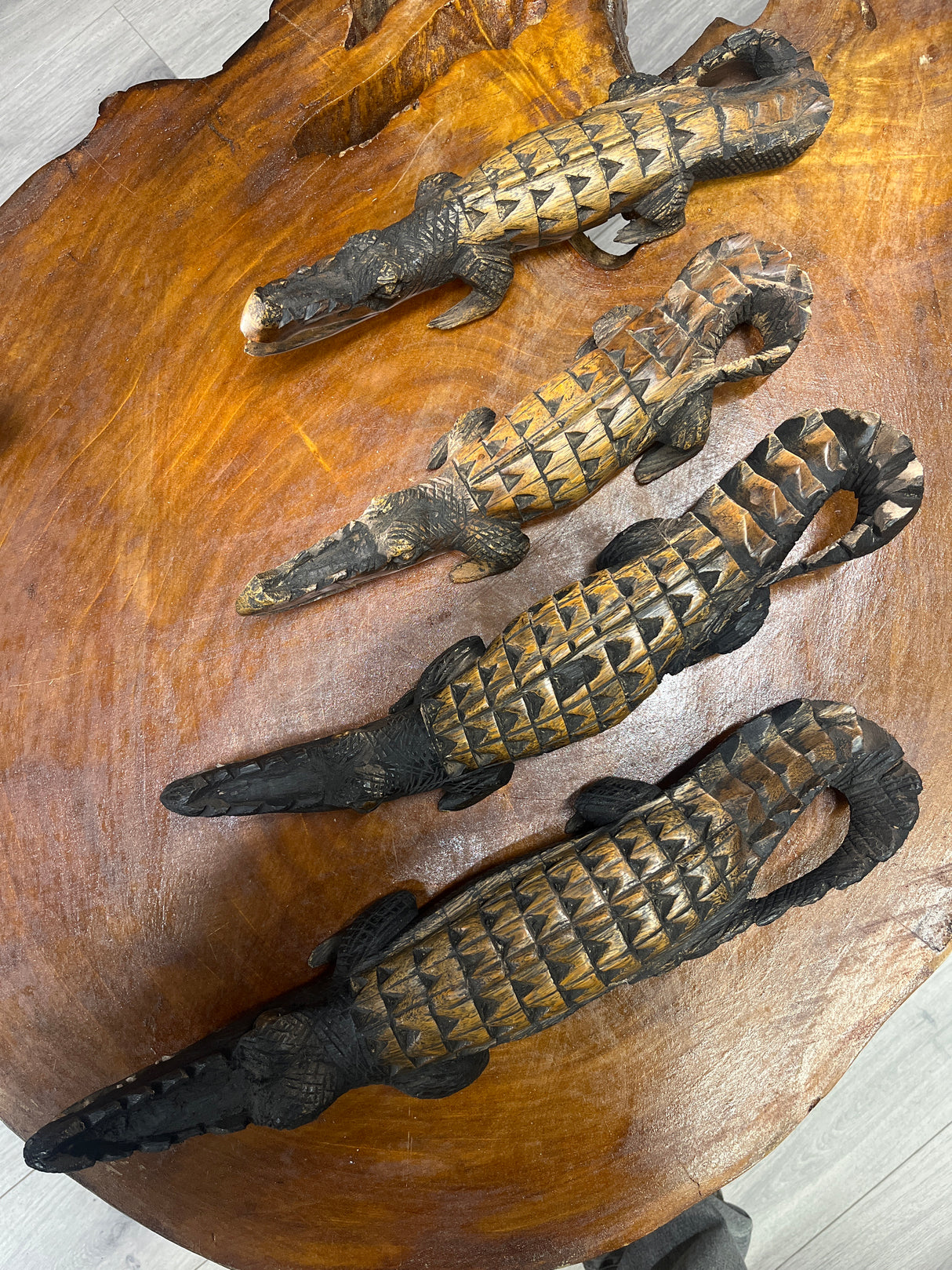 Hand Carved Intricate Wooden Crocodile Malawi
