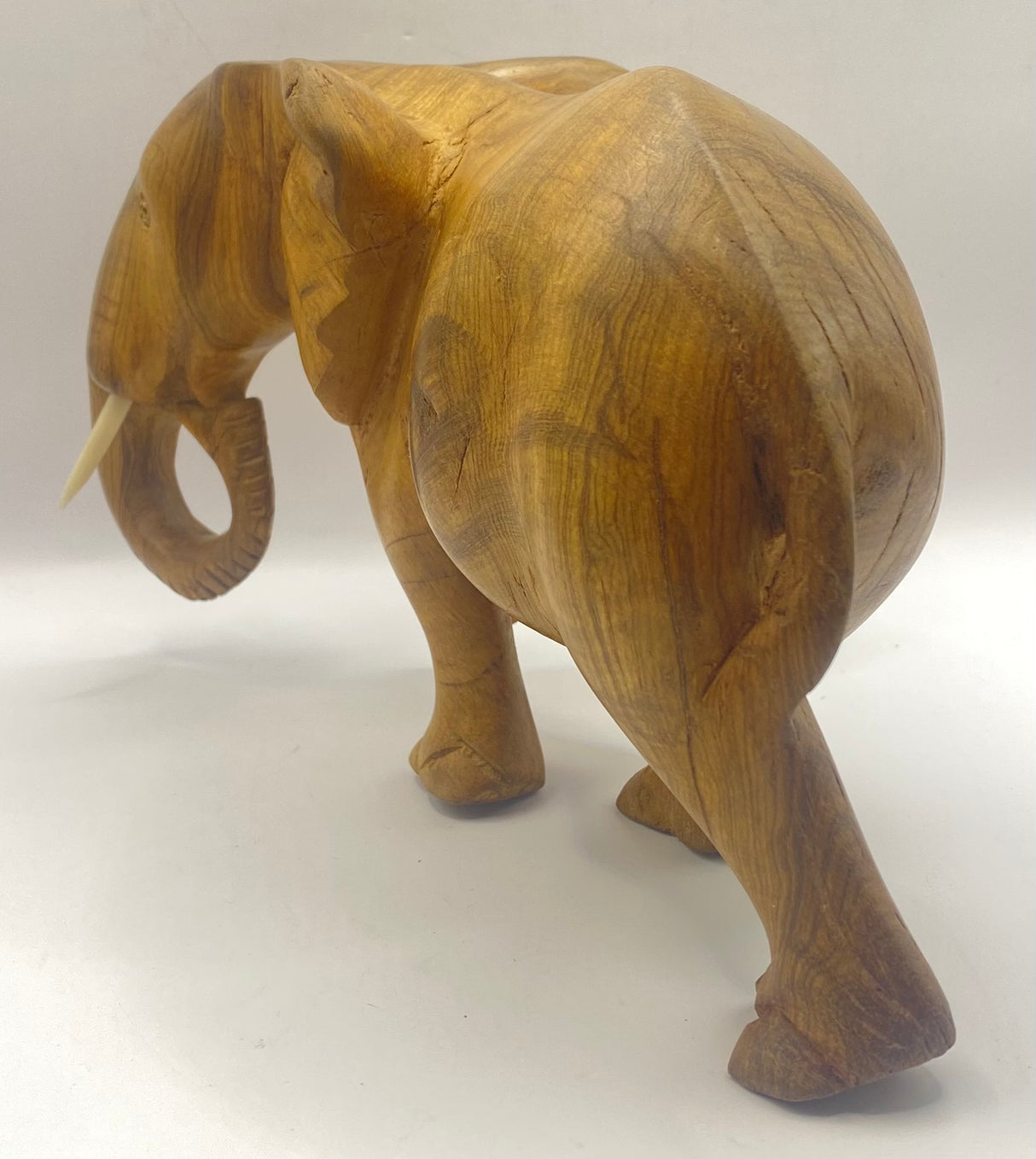Hand Carved Ebony Elephant Striking Pose