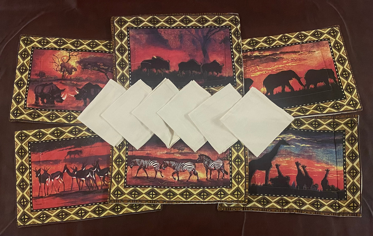 Sunset Painted Placemats with Serviettes