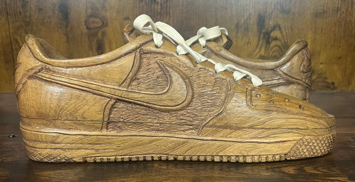 Nike Air Force One Wooden Hand Carved Sneaker with Laces