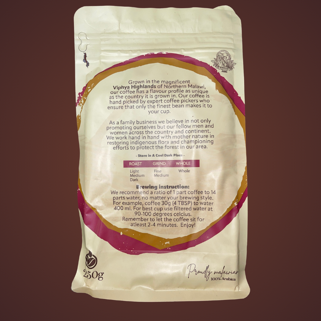 Viphya Highlands Medium Ground Coffee 100% Arabica 250g