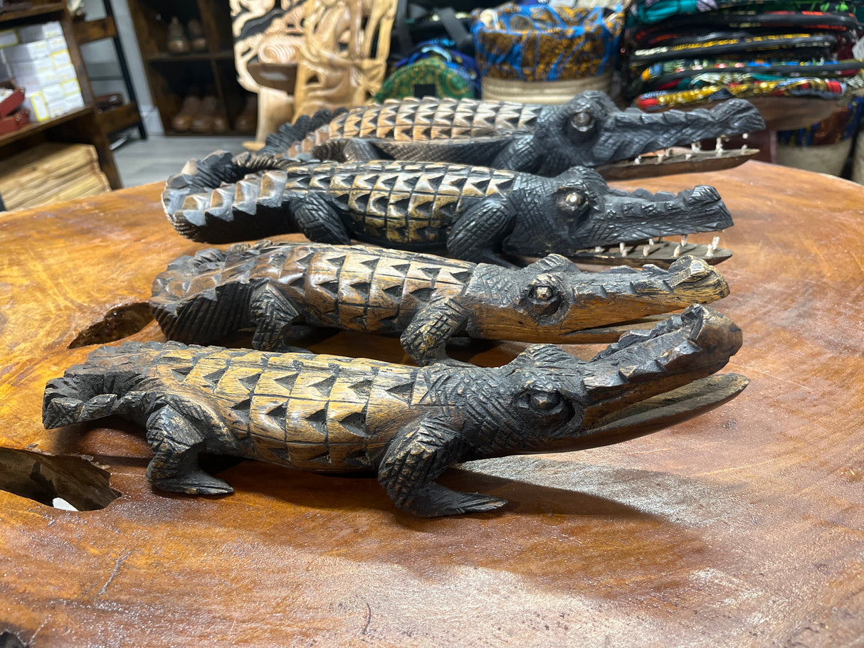 Hand Carved Intricate Wooden Crocodile Malawi