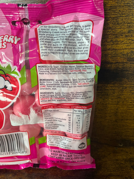 Baxton Strawberry Cream Sweets 200g Bag (South Africa)