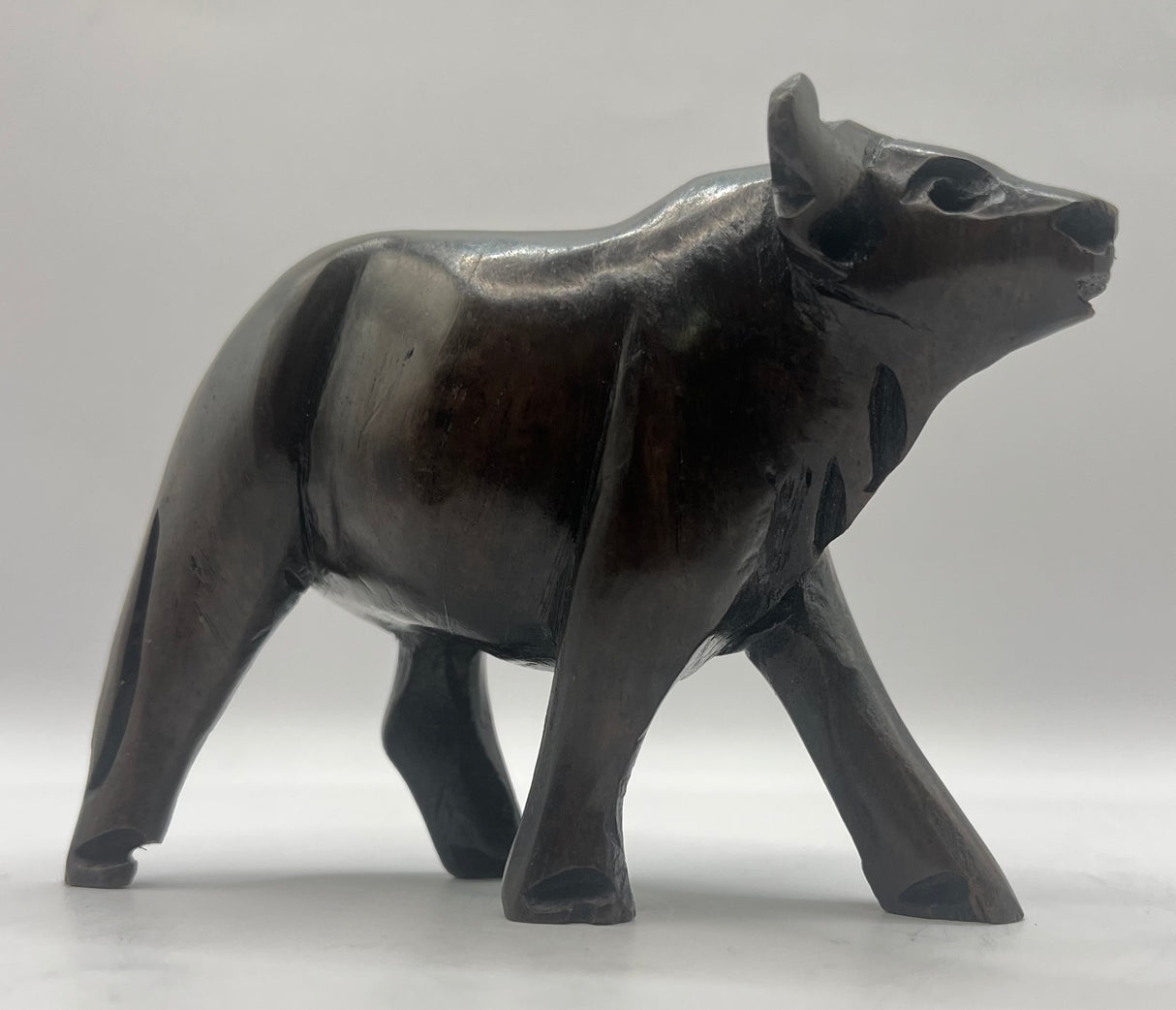 Mahogany Wooden Standing Buffalo