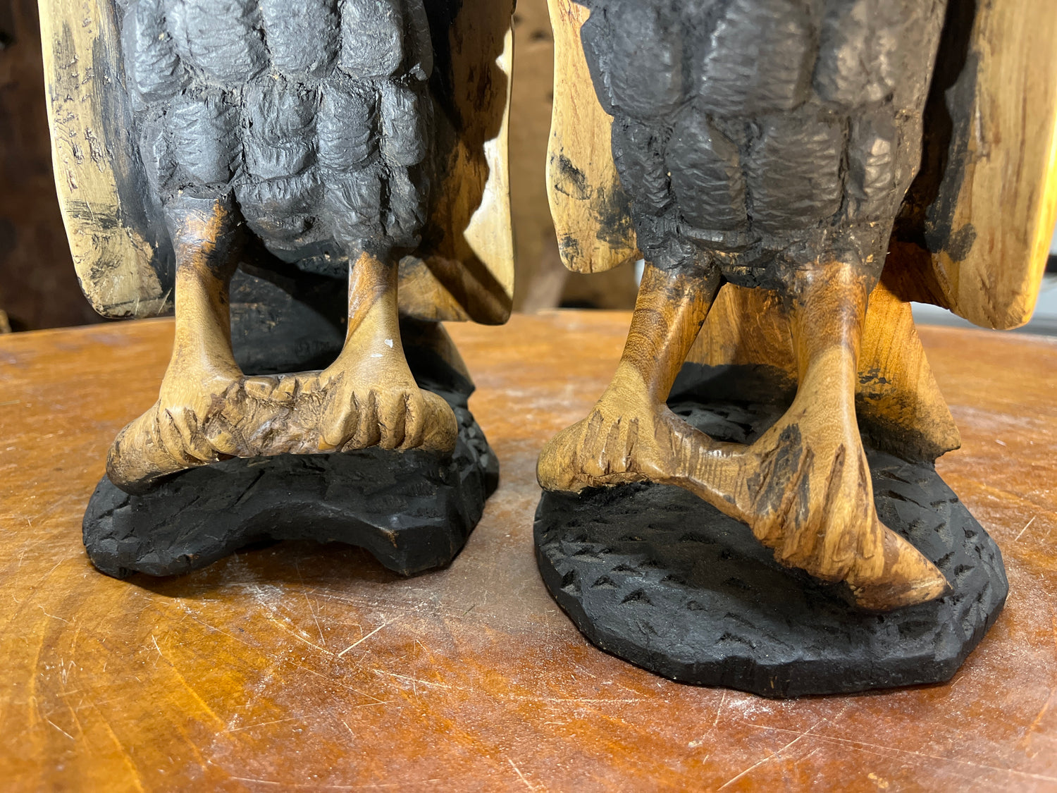 Pair of Handmade Wooden Eagles