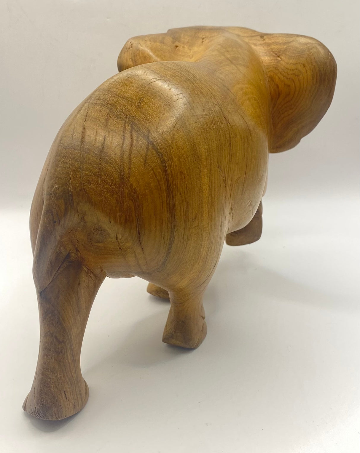 Hand Carved Ebony Elephant Striking Pose