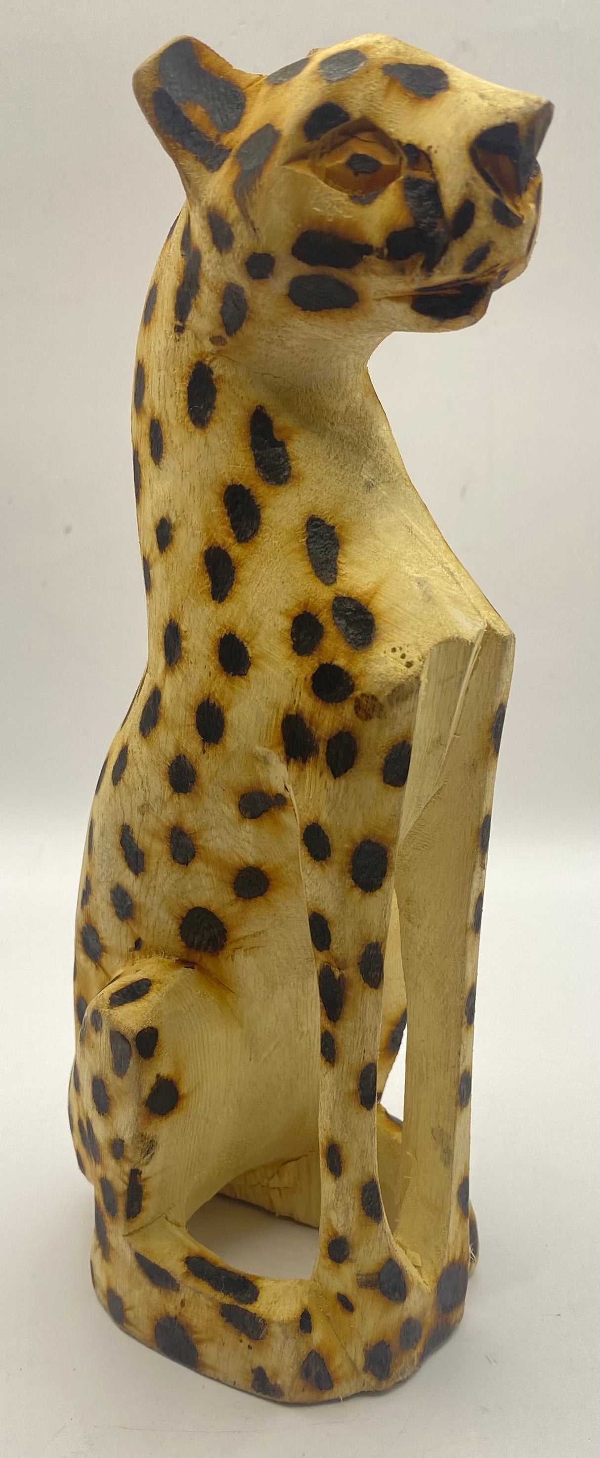 Standing ‘Burnt’ Wooden Leopard
