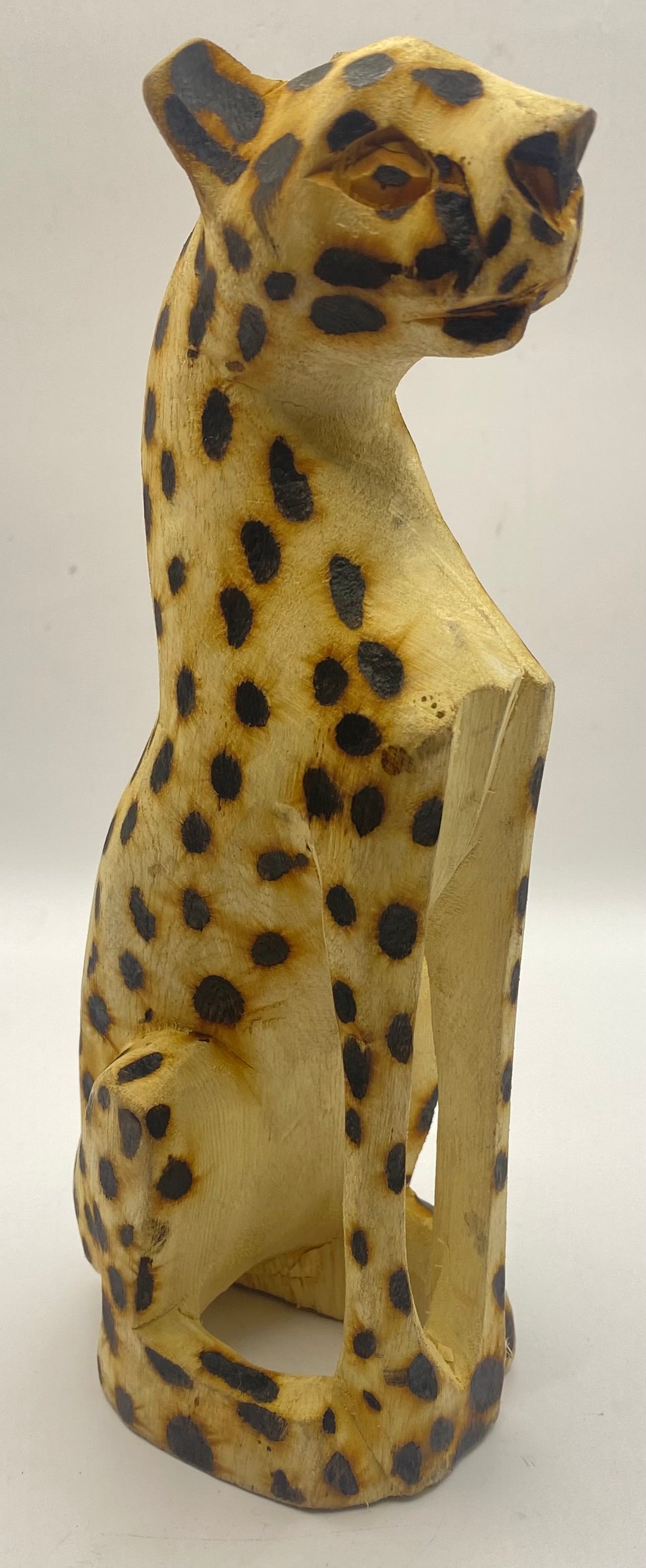 Standing ‘Burnt’ Wooden Leopard