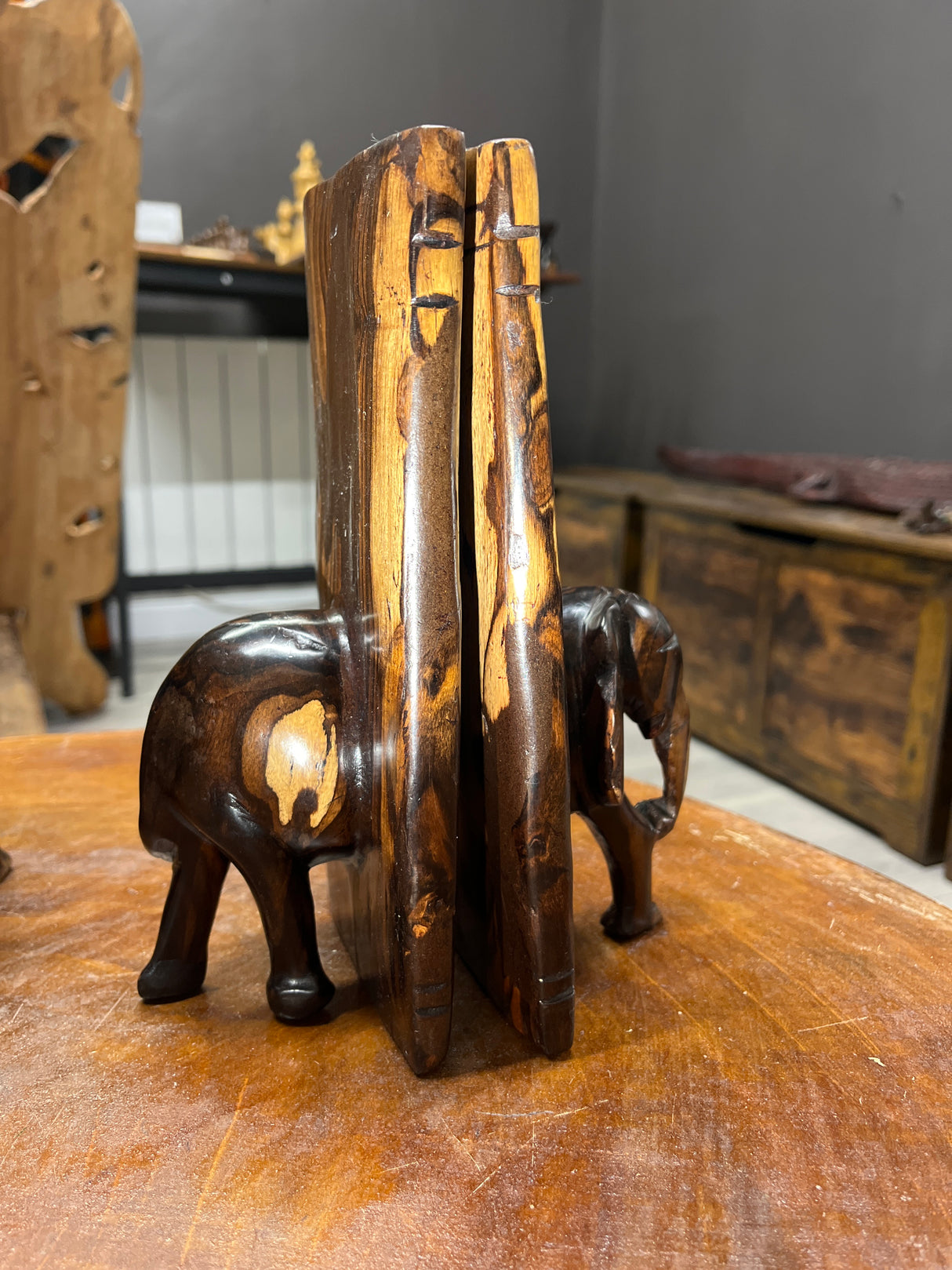 Beautifully Grained Ebony Elephant Book End