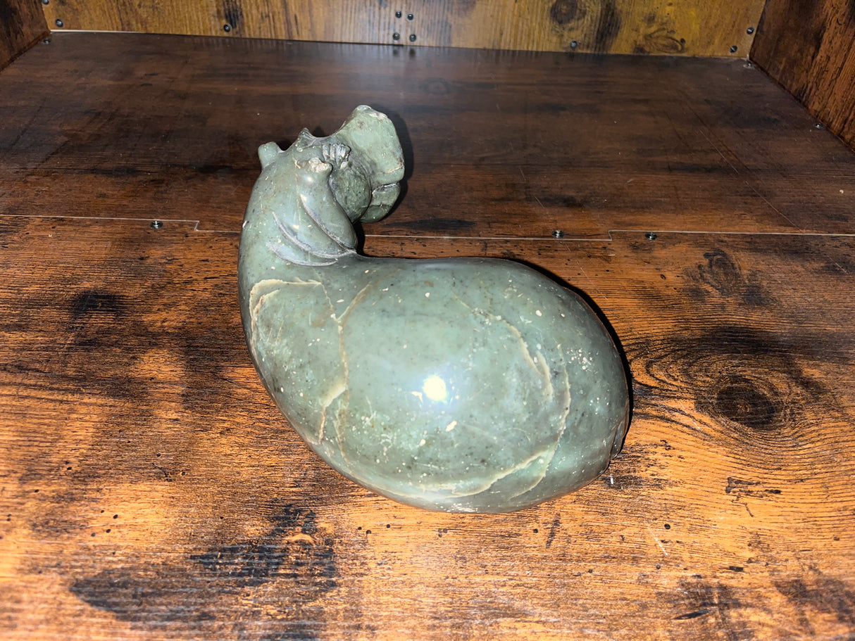 Small Green Stone Hippo