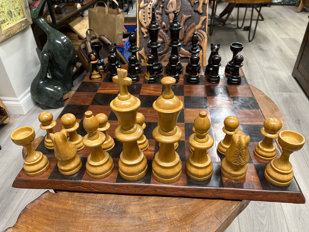 Large Handmade Malawian Chess Board With Pieces