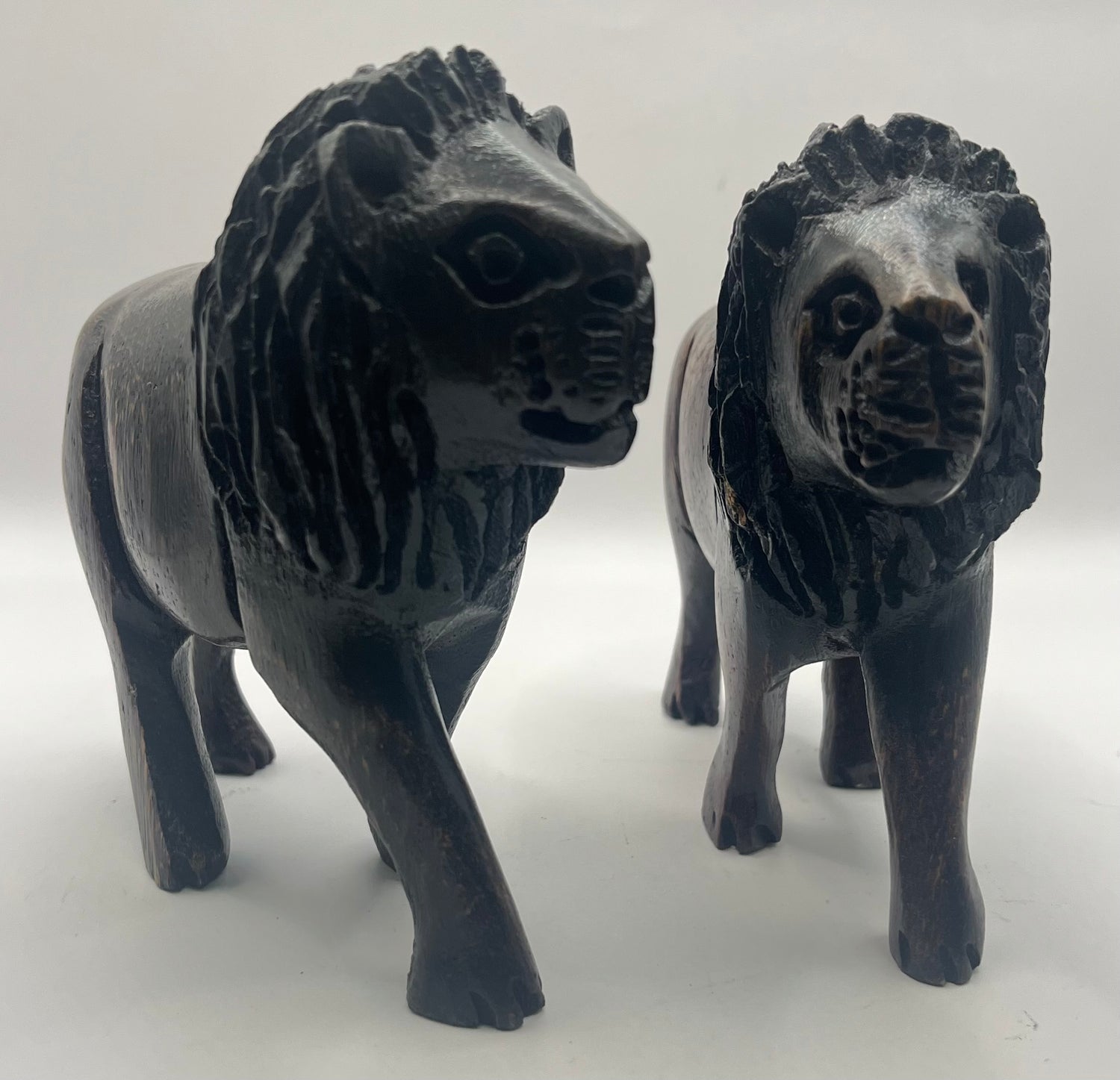 Mahogany Wooden Standing Lion