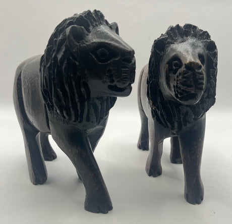 Mahogany Wooden Standing Lion