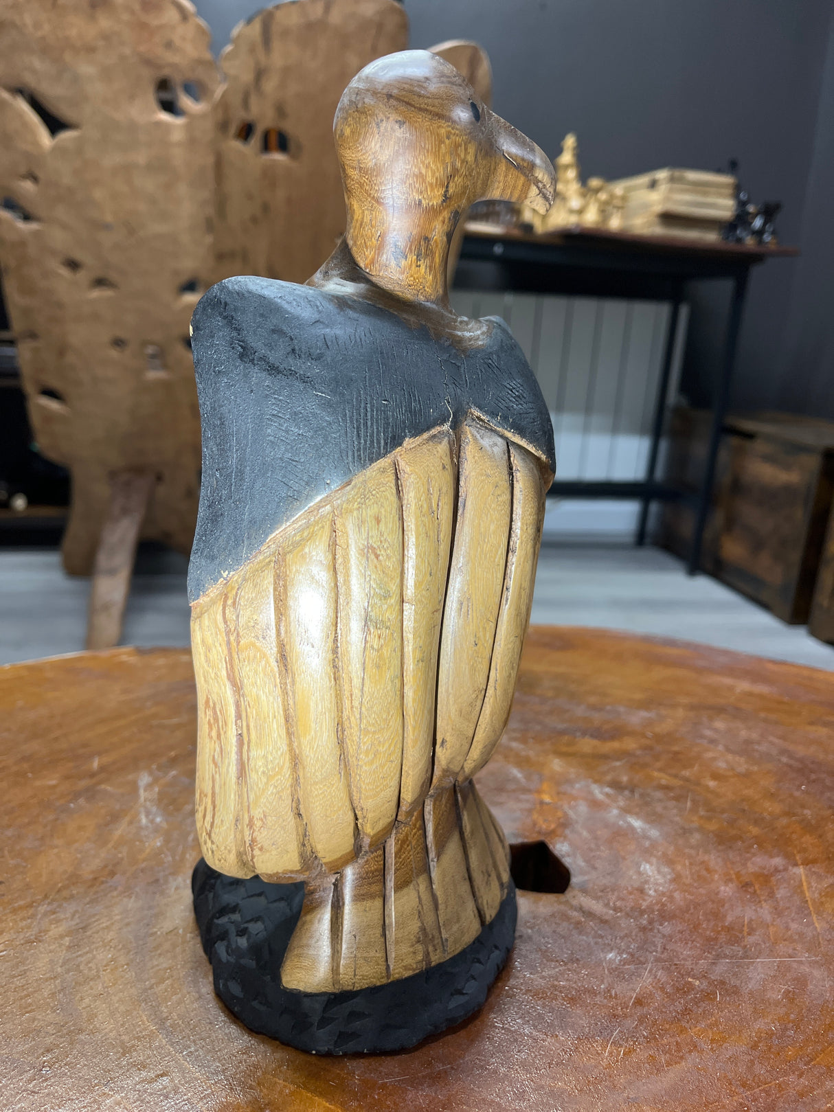 Pair of Handmade Wooden Eagles