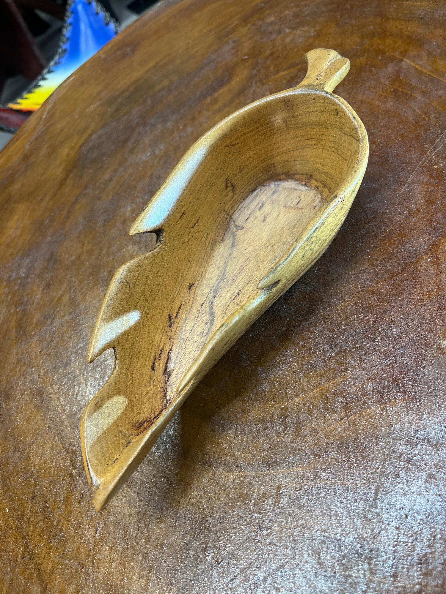 Small Handmade Wooden Leaf Dish