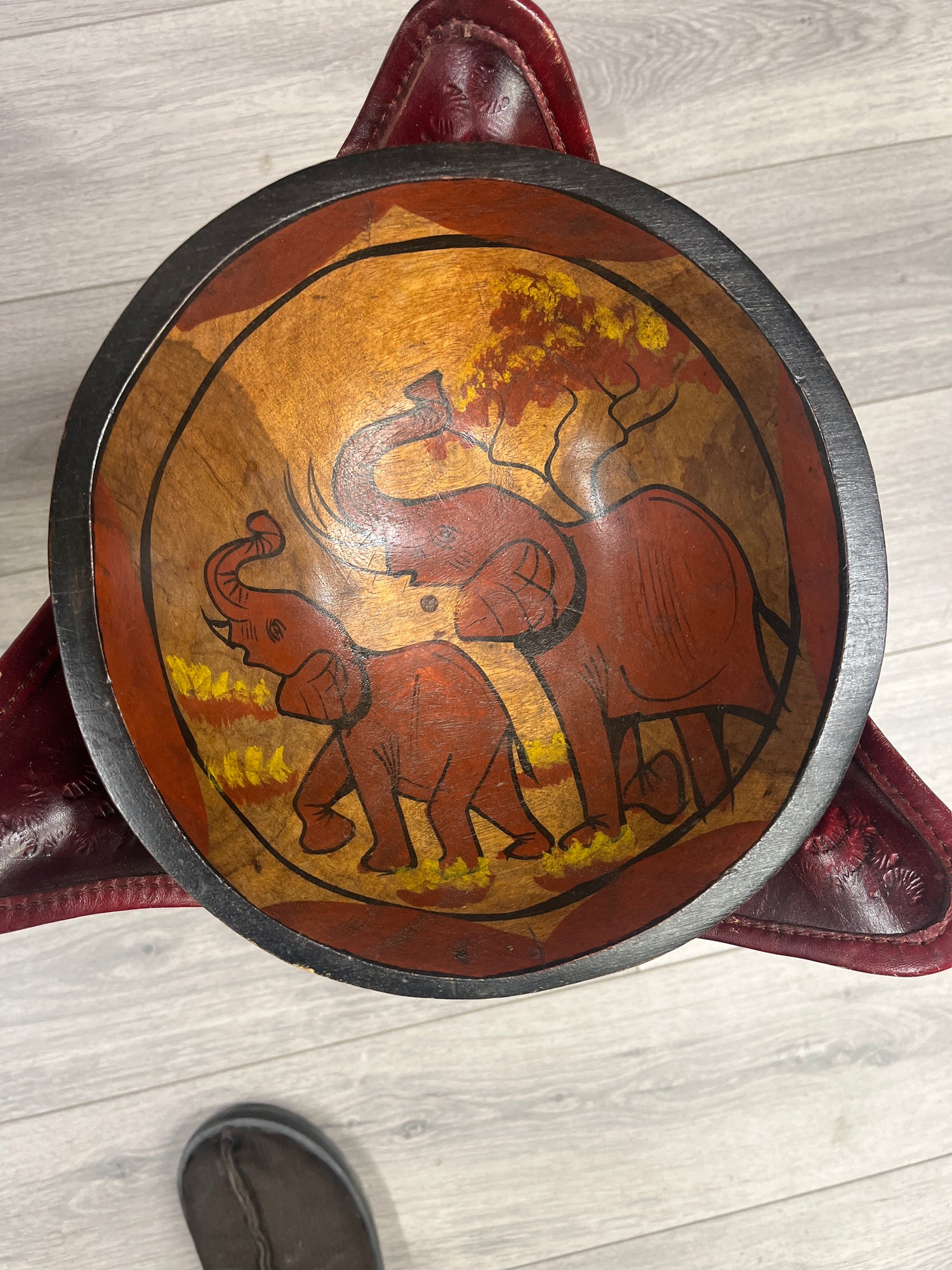 Hand carved Large Wooden Bowl Elephant Design