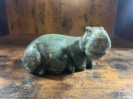 Small Green Stone Hippo