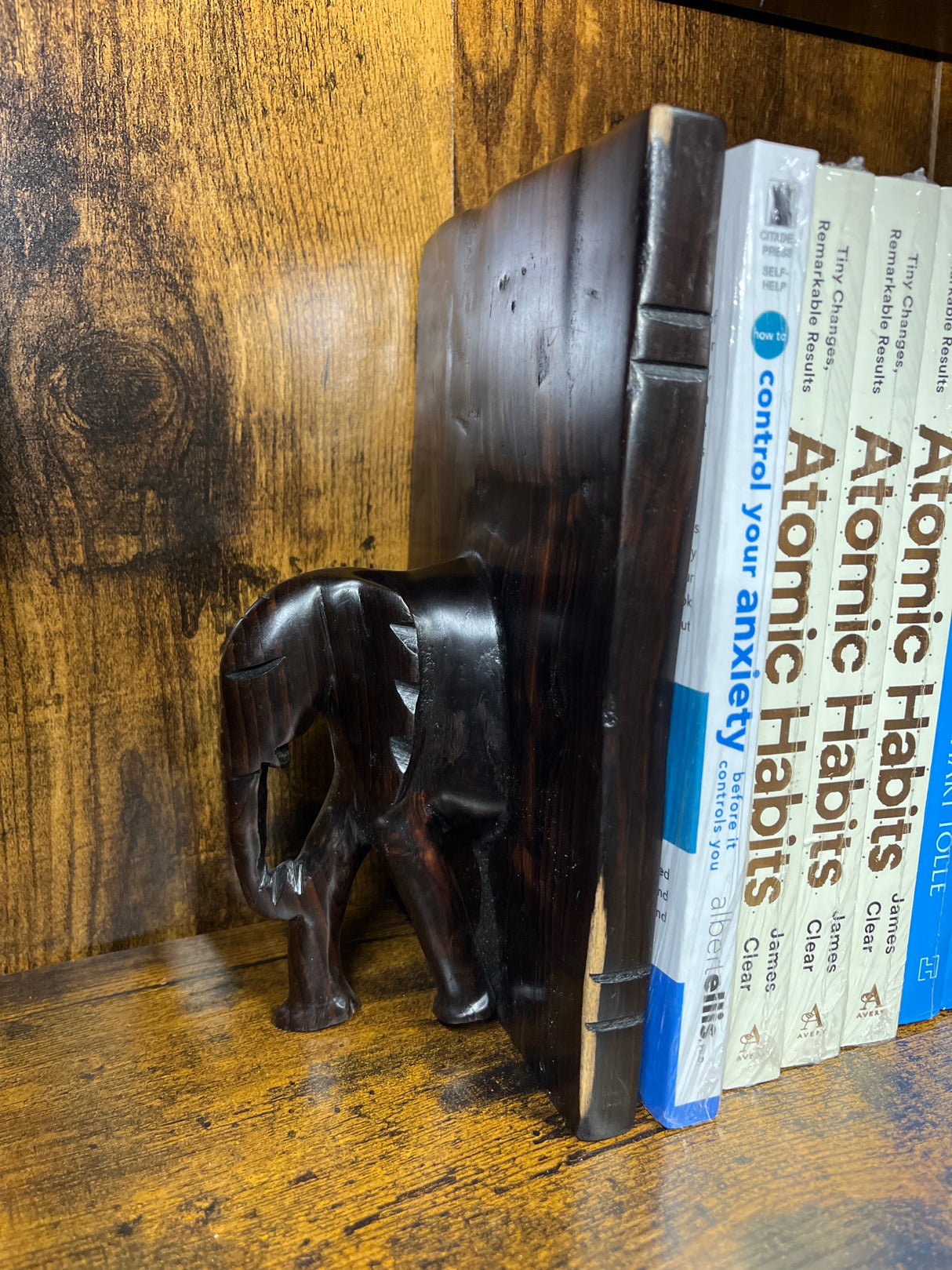 Beautifully Grained Ebony Elephant Book End