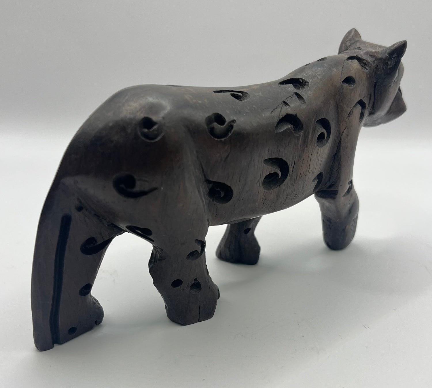Mahogany Wooden Standing Leopard