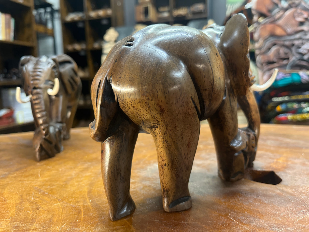 Hand Carved Wooden Elephant - Mother and Baby Malawi (Medium)