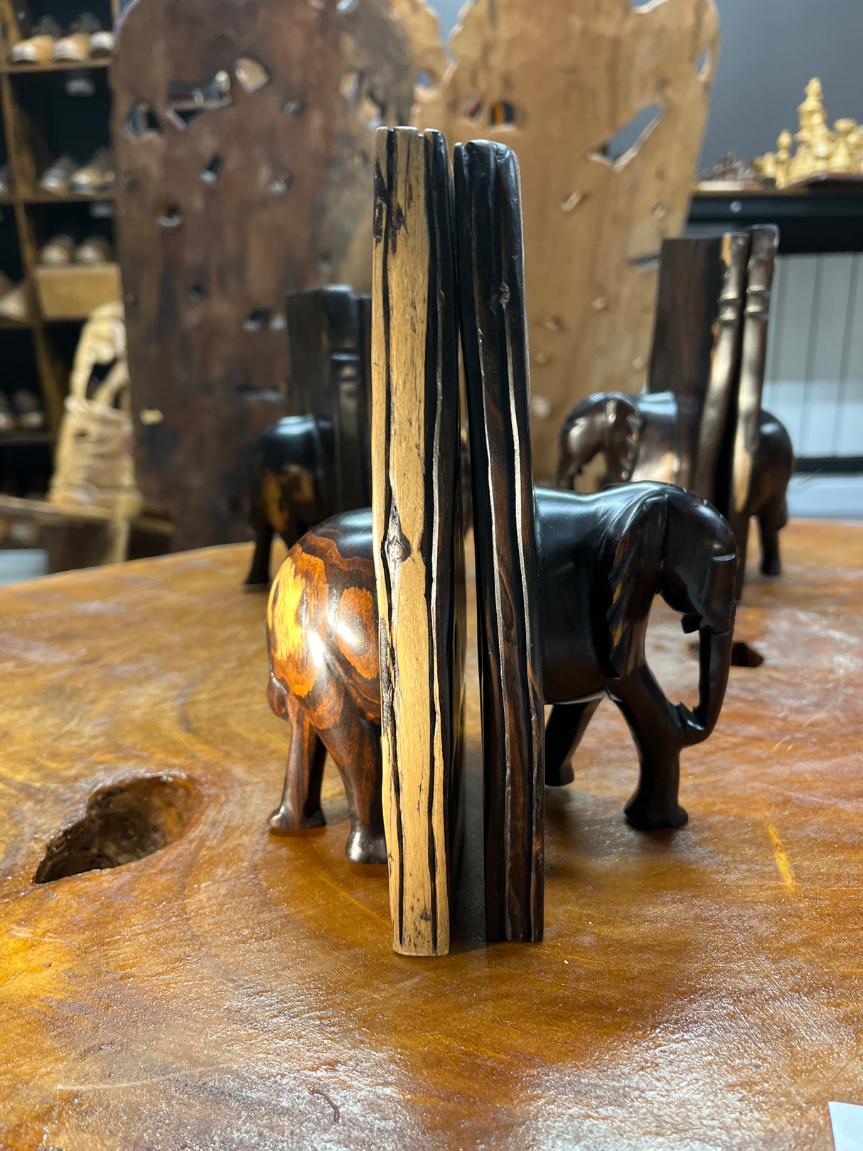 Beautifully Grained Ebony Elephant Book End