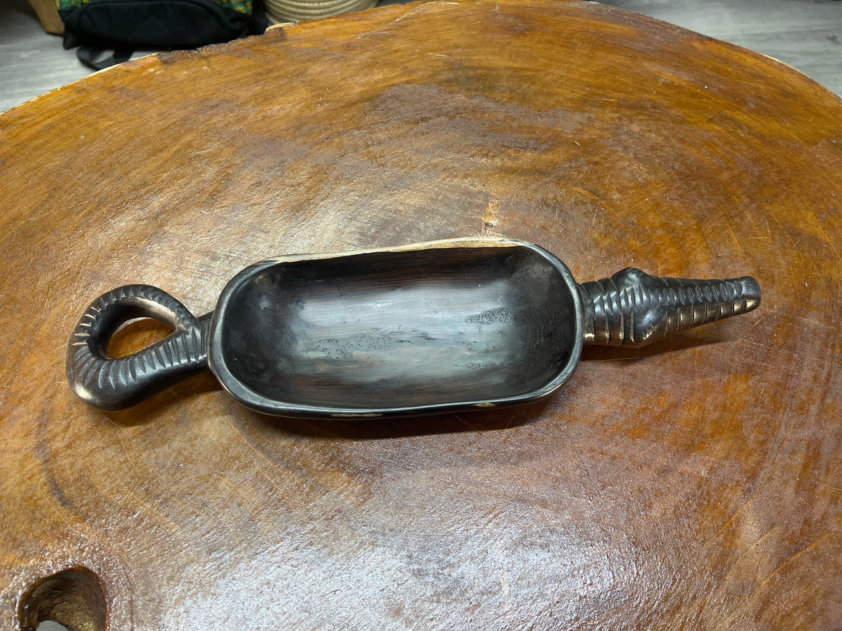 Handmade Wooden Ebony Crocodile Dish