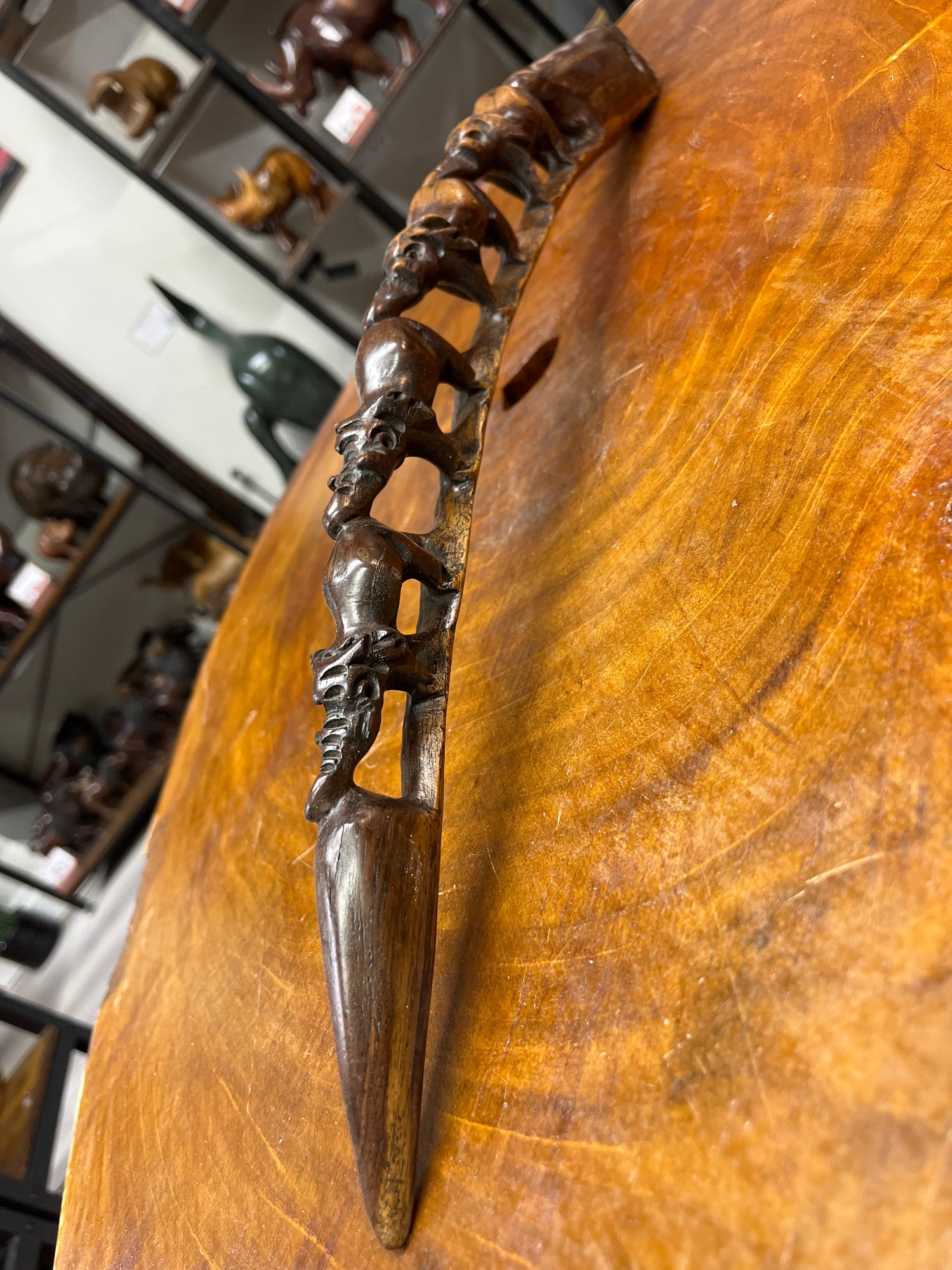 Hand Carved Stunning Intricate Elephant Family on a Tusk