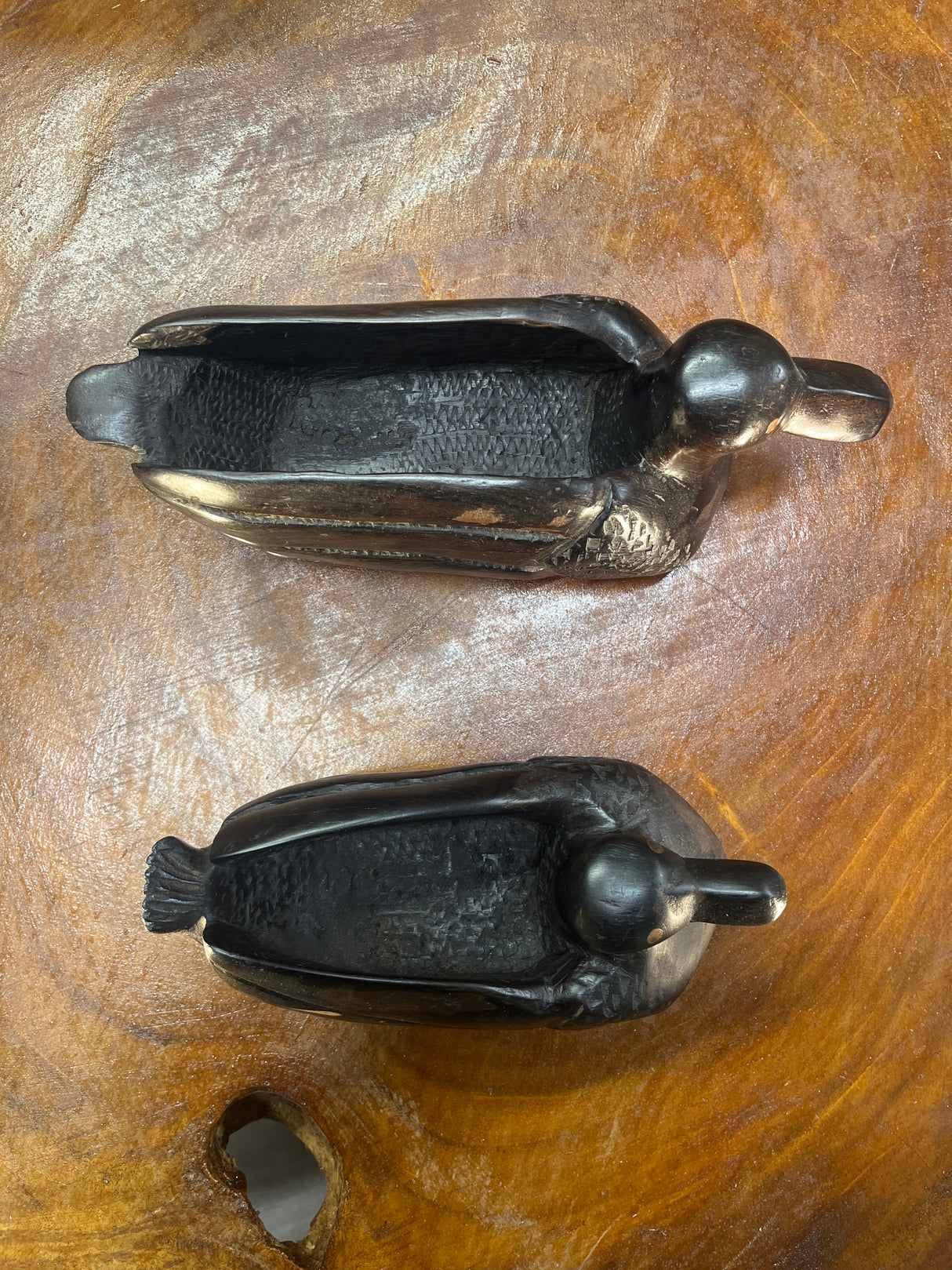 Handmade Ebony Pair of Ducks Decorative and Useful Storage Ornament