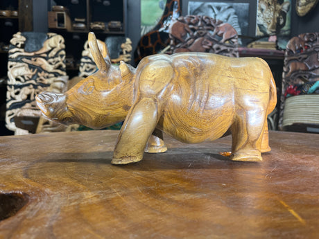 Hand Carved Wooden Beautifully Grained Heifer Cow With Horns