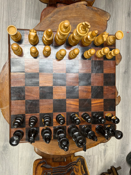 Large Handmade Malawian Chess Board With Pieces