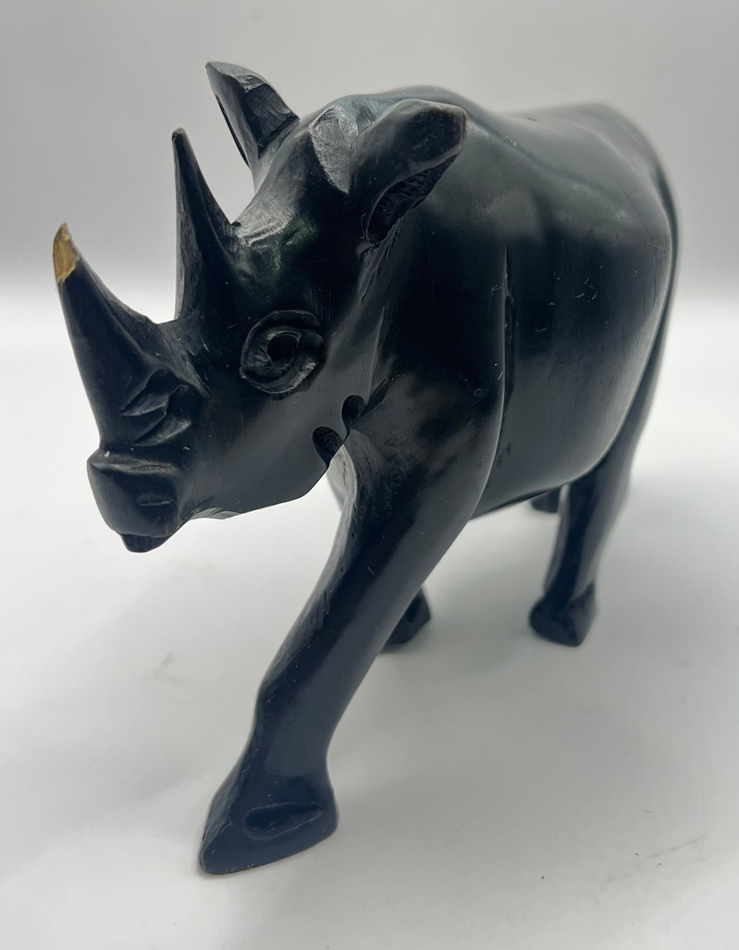 Ebony Wooden Standing Rhino