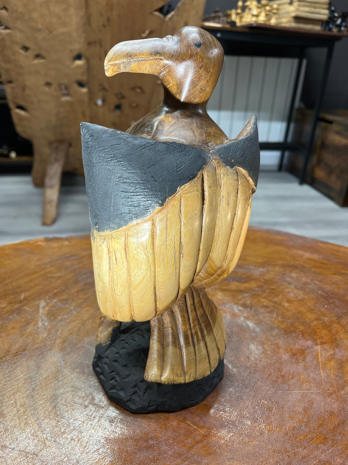 Pair of Handmade Wooden Eagles