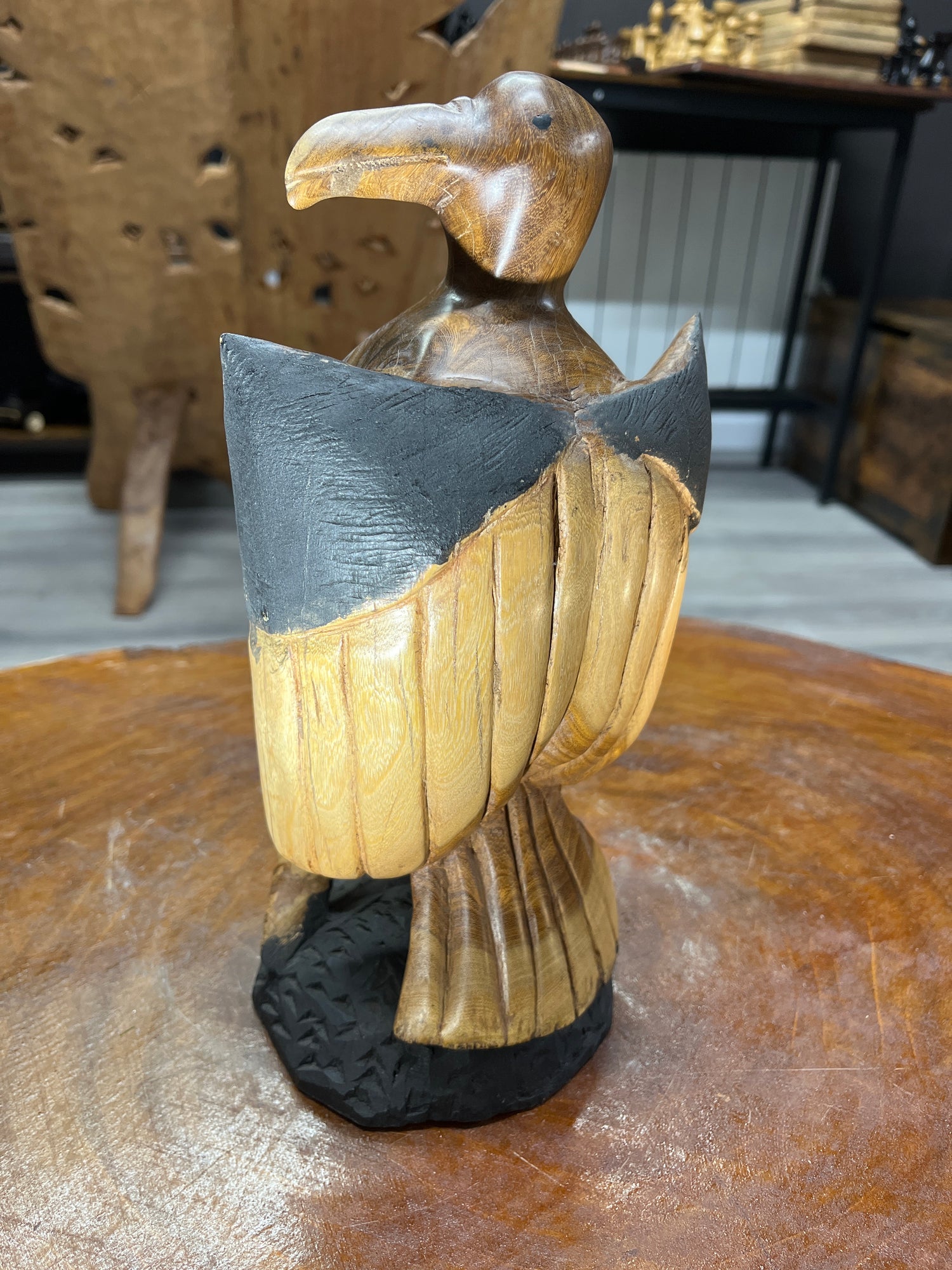 Pair of Handmade Wooden Eagles
