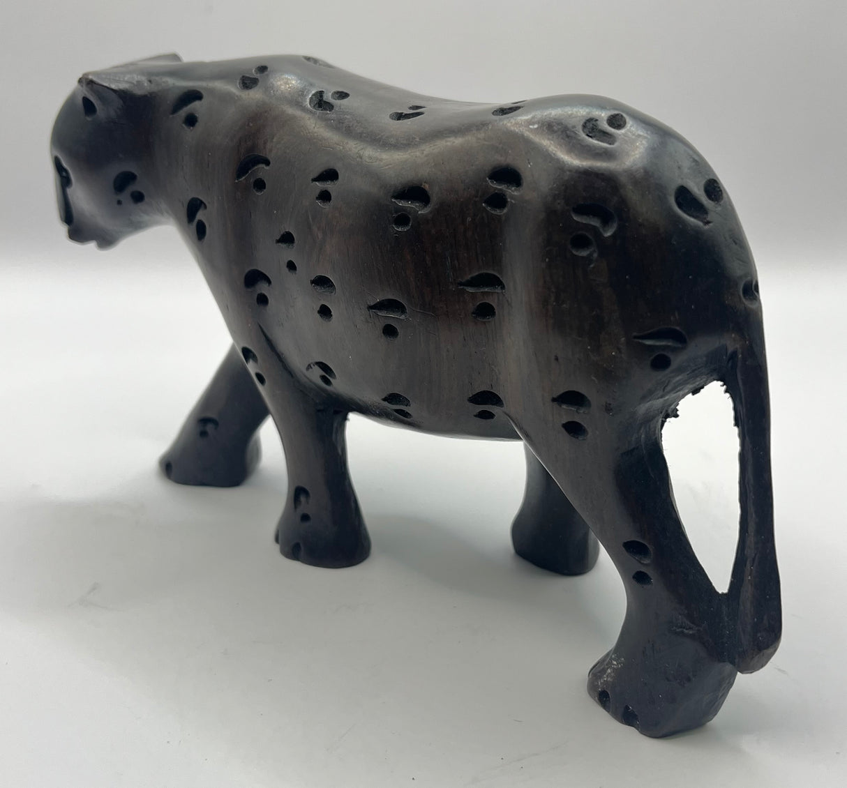 Mahogany Wooden Standing Leopard