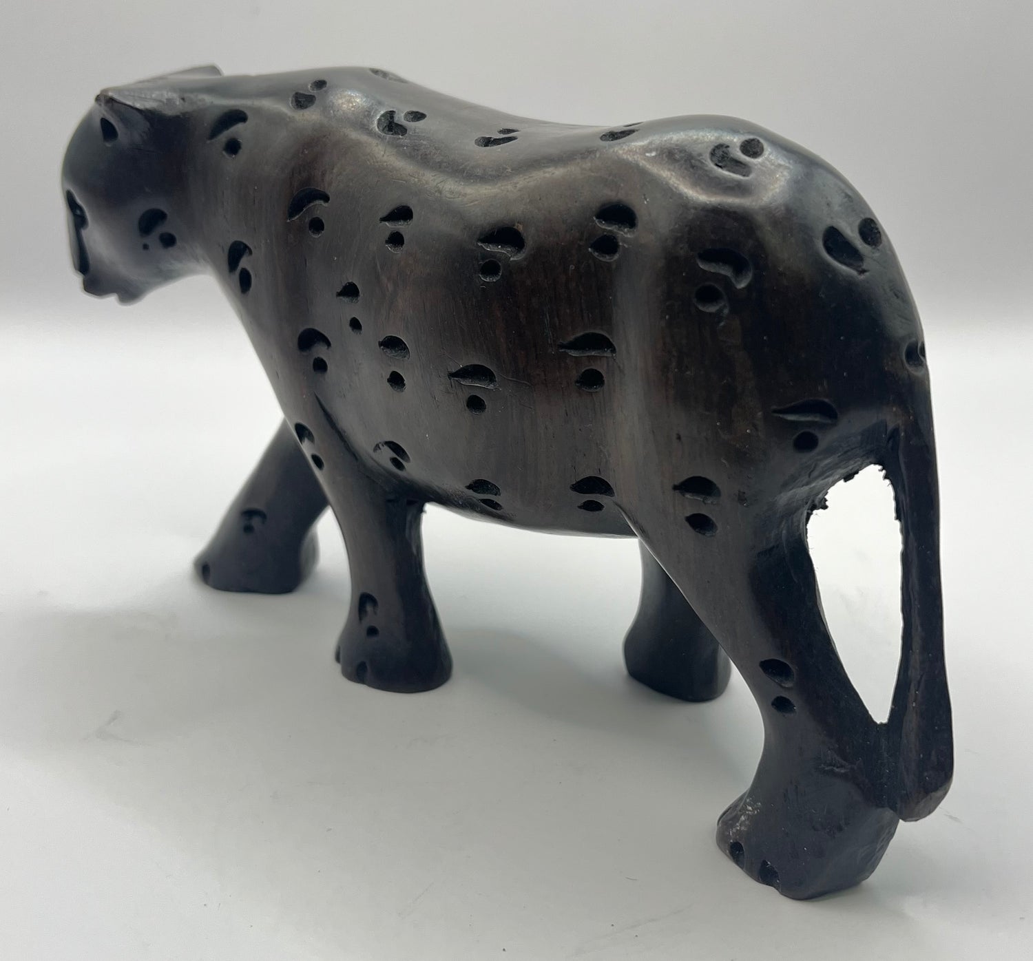 Mahogany Wooden Standing Leopard