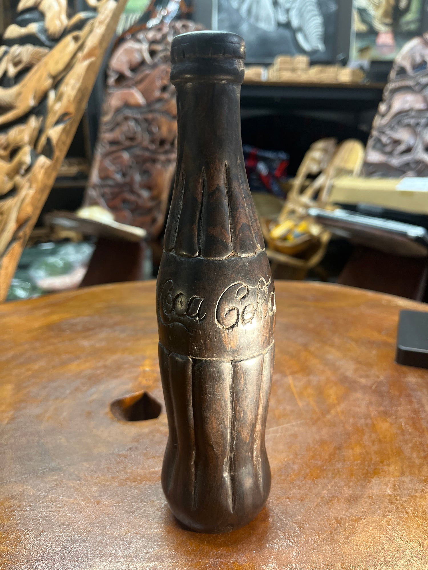 Hand Carved Coke, Sprite, Fanta Bottle (Malawi)