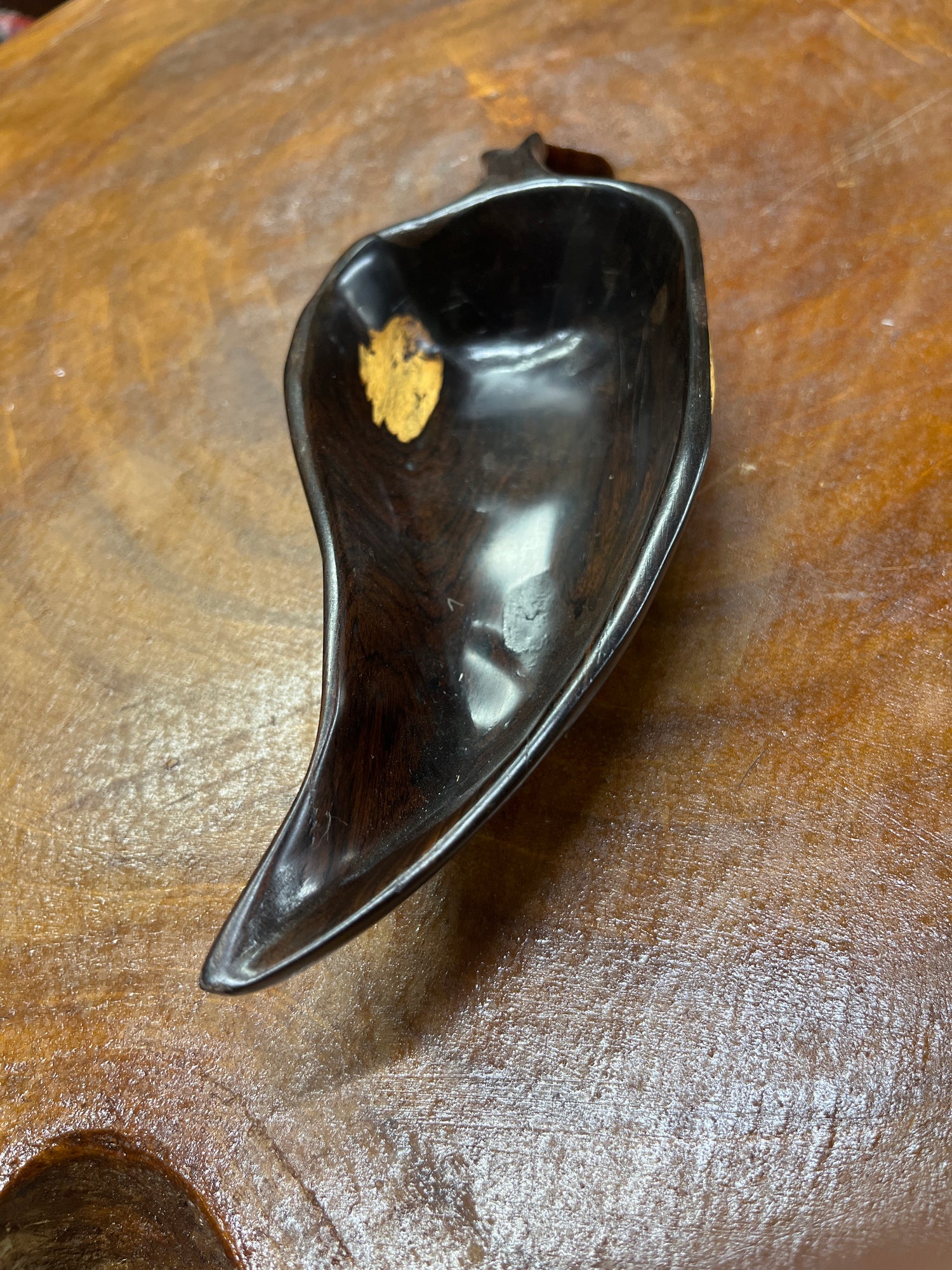 Small Ebony Handmade Wooden Leaf Dish