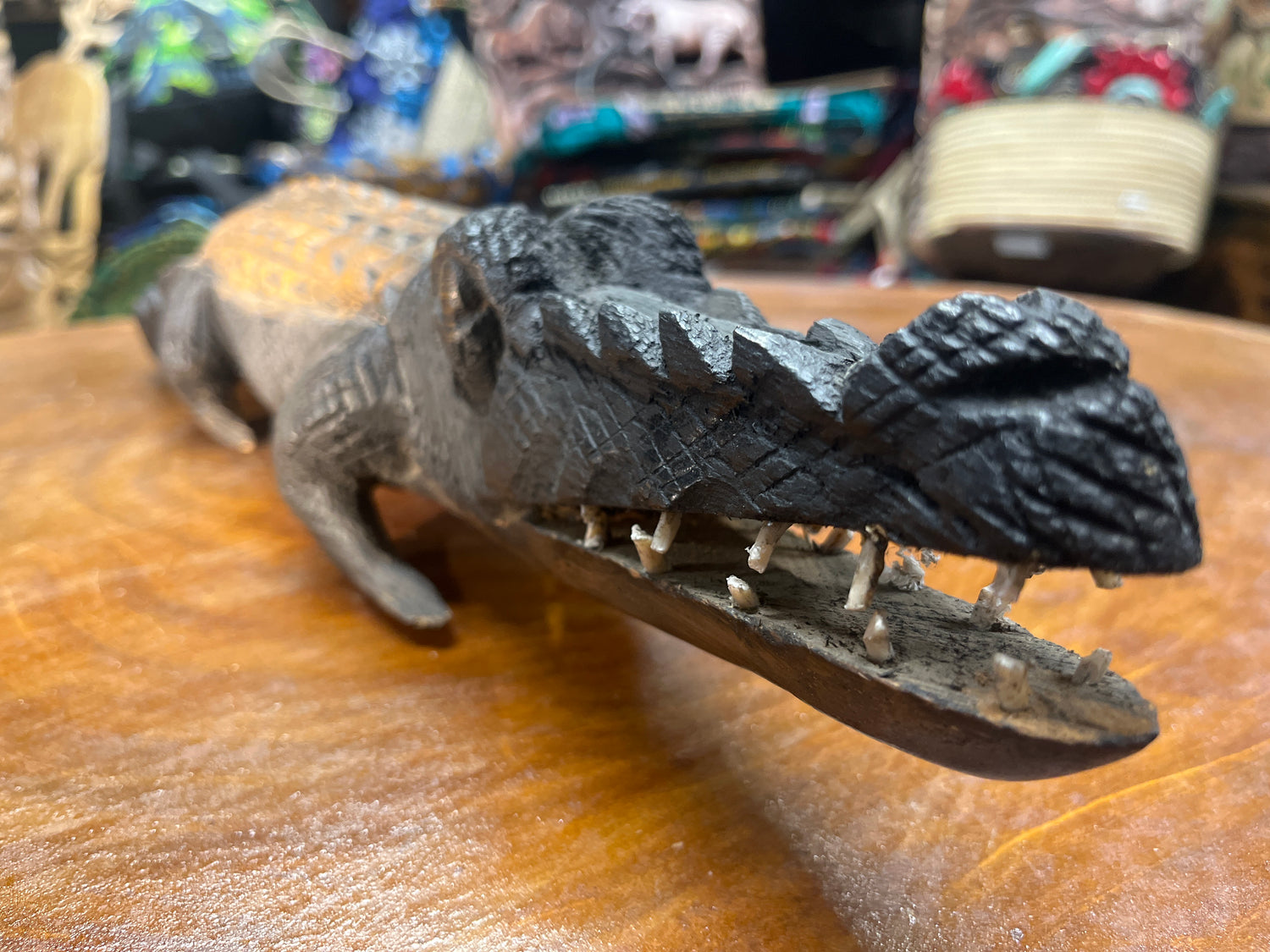 Hand Carved Intricate Wooden Crocodile Malawi