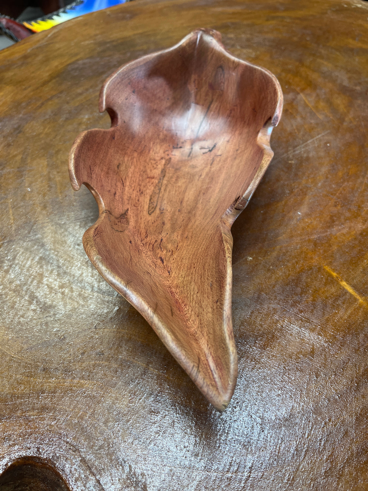 Handmade Red Wooden Leaf Salad and Serving Dish
