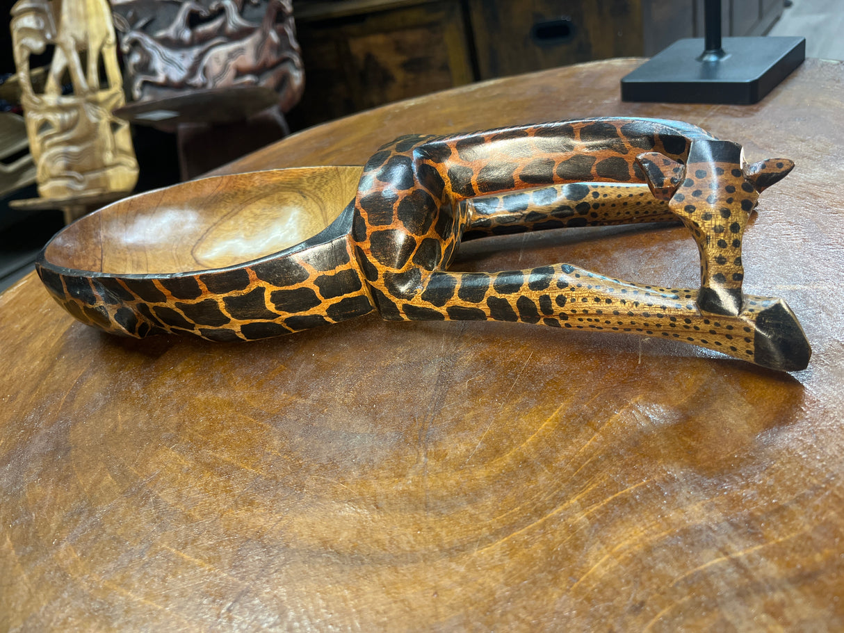 Handmade Wooden Giraffe Dish