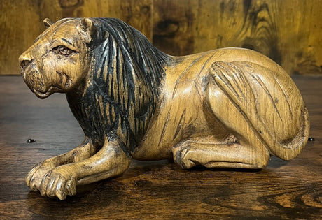 Ebony and Mahogany Resting Lion