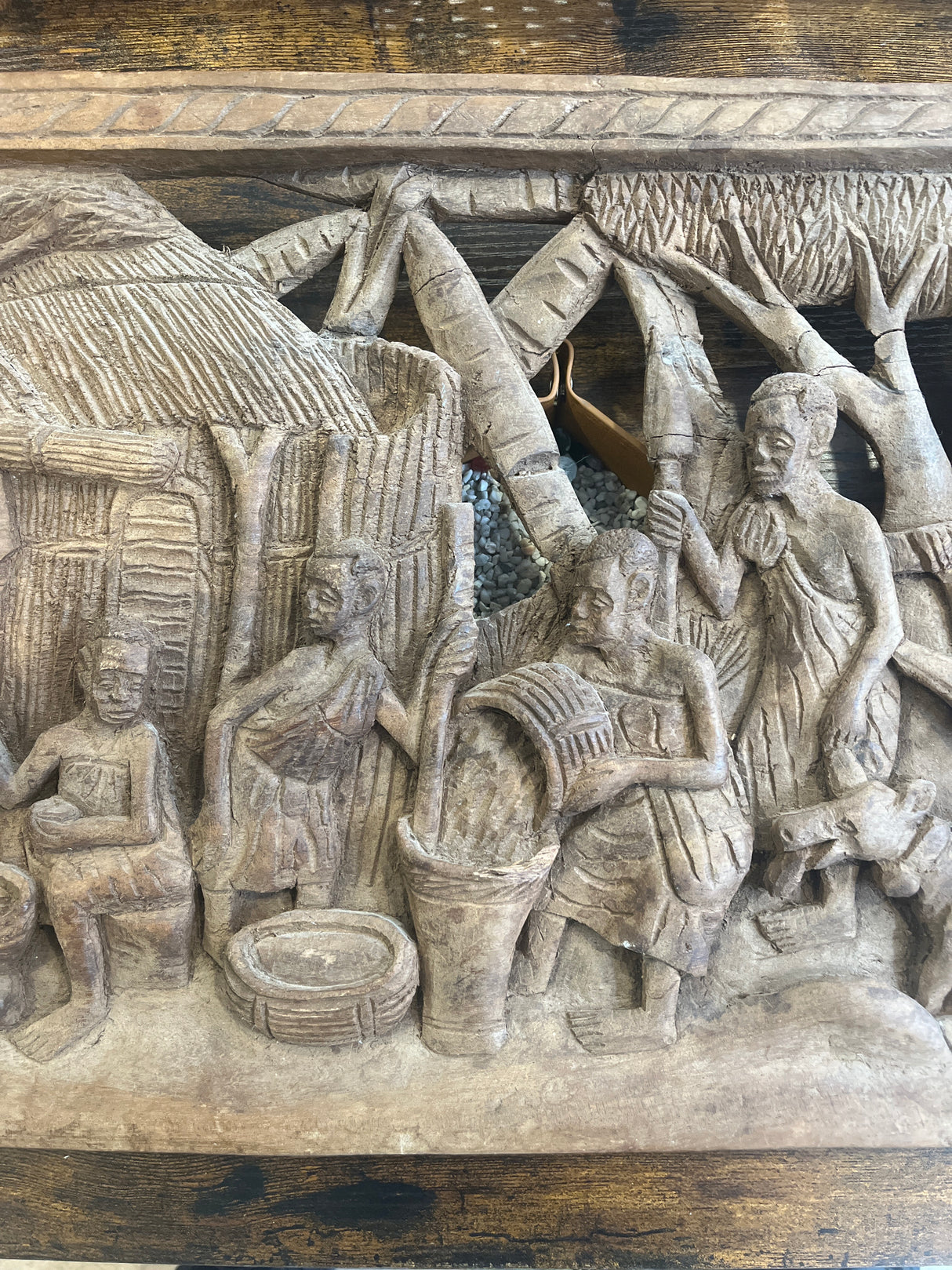 African Village Scene Wall Plaque