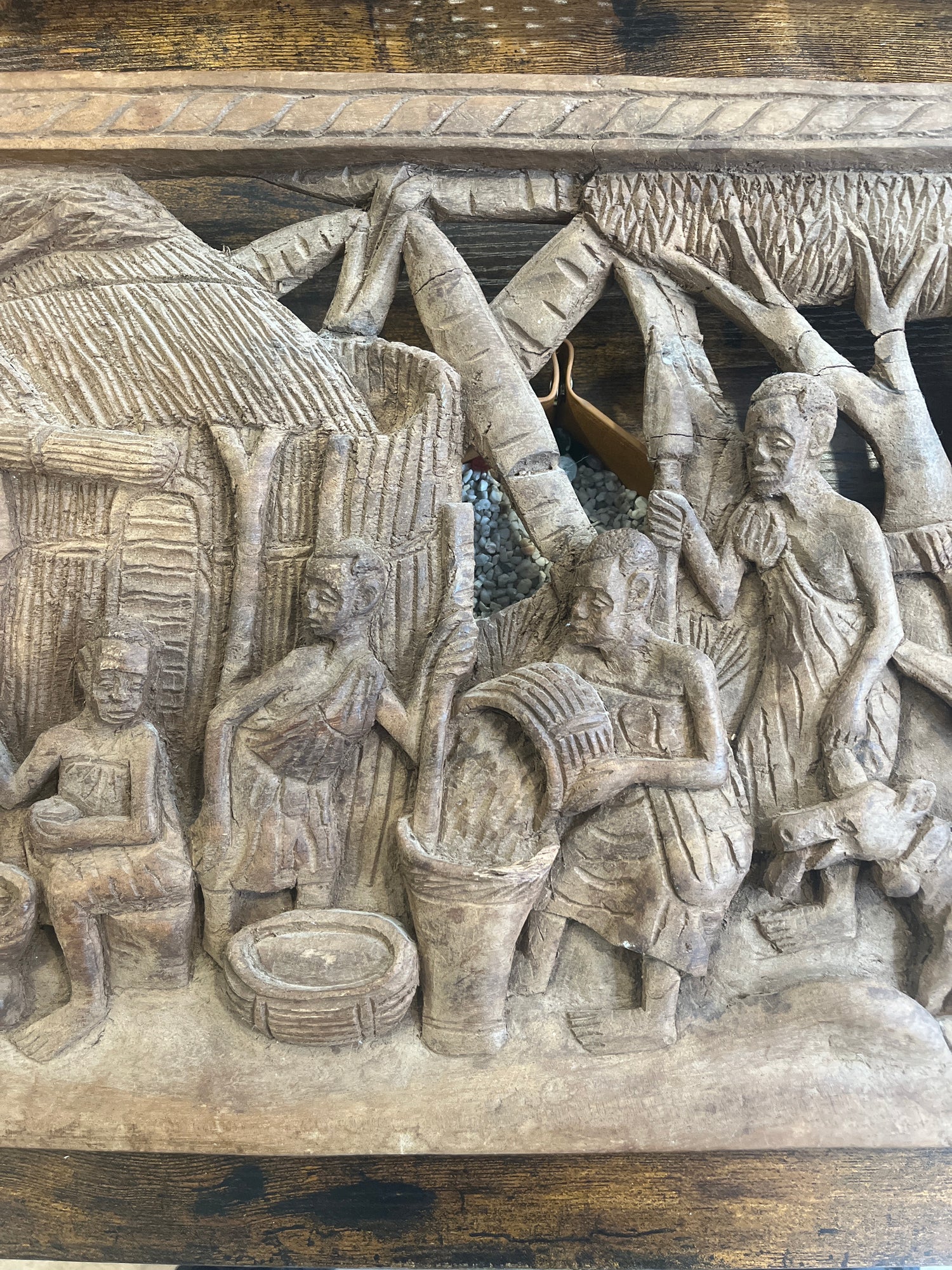 African Village Scene Wall Plaque