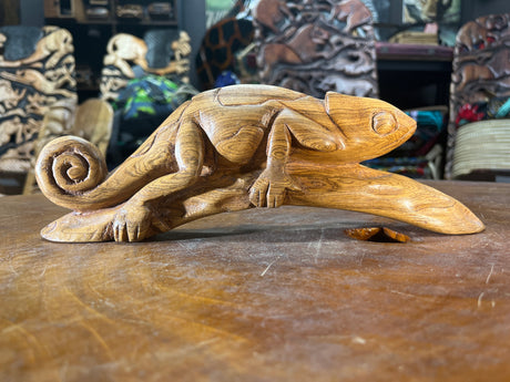 Hand Carved Lizard / Gecko on a Tree Branch