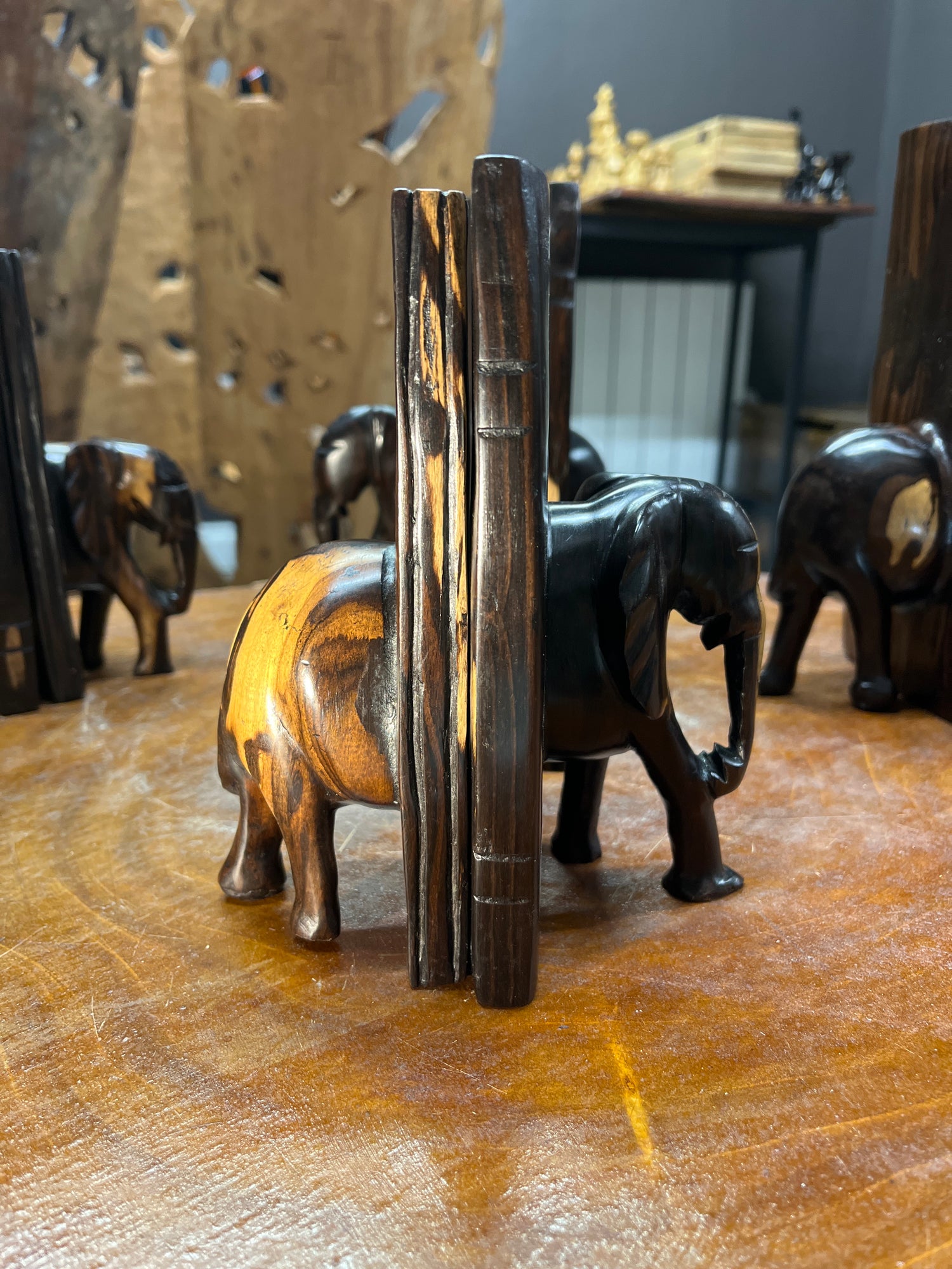 Beautifully Grained Ebony Elephant Book End
